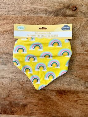 5/$20 NEW OS Infant Yellow Rainbow Fabric Bandana Bib